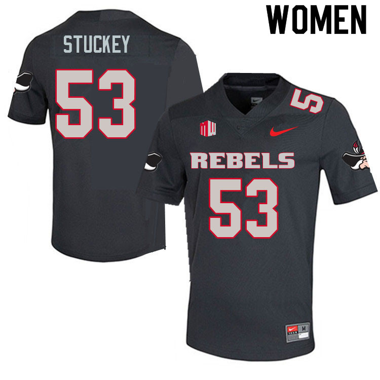 Women #53 DJ Stuckey UNLV Rebels College Football Jerseys Sale-Charcoal - Click Image to Close